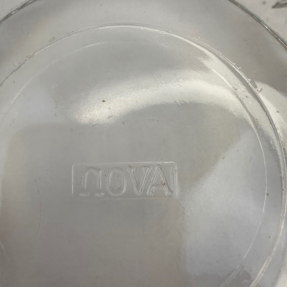 Vintage Avon Sonnet Clear Pressed Glass Lidded Powder Dish with Blue Puff - Picture 7 of 9